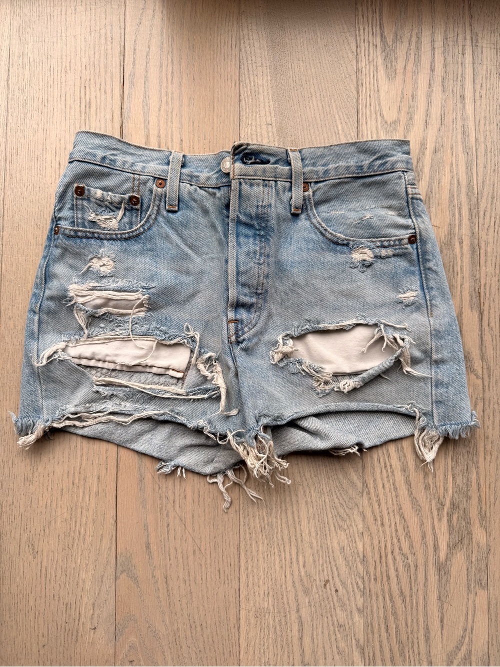 Levi’s Light Blue Distressed Denim Women's Shorts